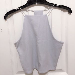 Baby blue rib crop top